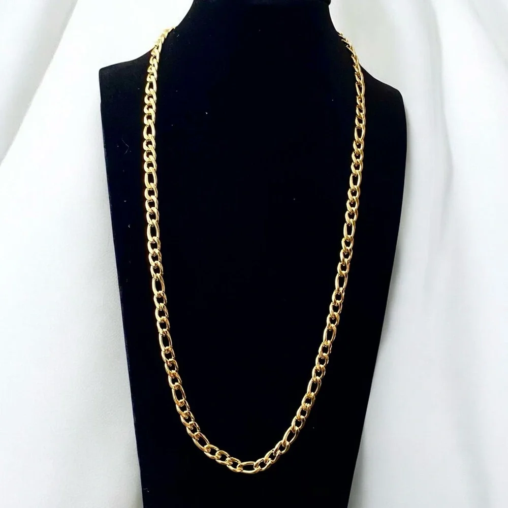 22” 14 Karat Gold Plated Stainless Steel Figaro Chain for Men – 5mm